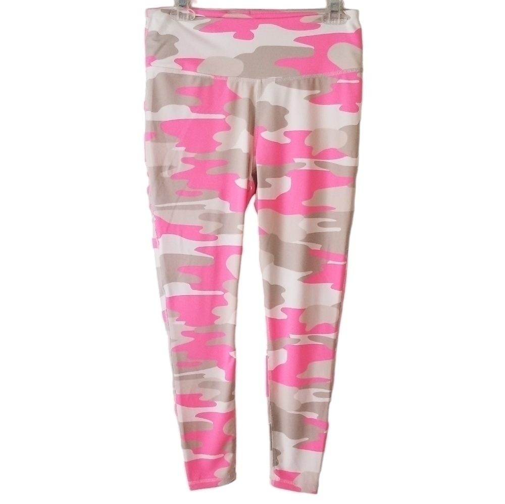 Crown & Ivy Pink/Tan Camo Print Activewear Leggings Size M